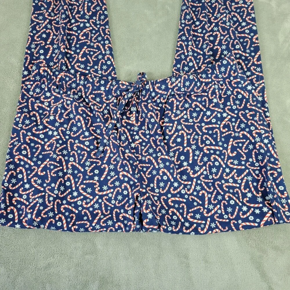 Merry Makers Christmas Pajama Pants Women XL Blue Candy Cane Festive NOV155E